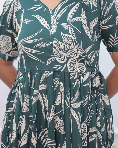 Green Wrap | Maternity Maxi [Double Side Zips_SIDE KNOT]