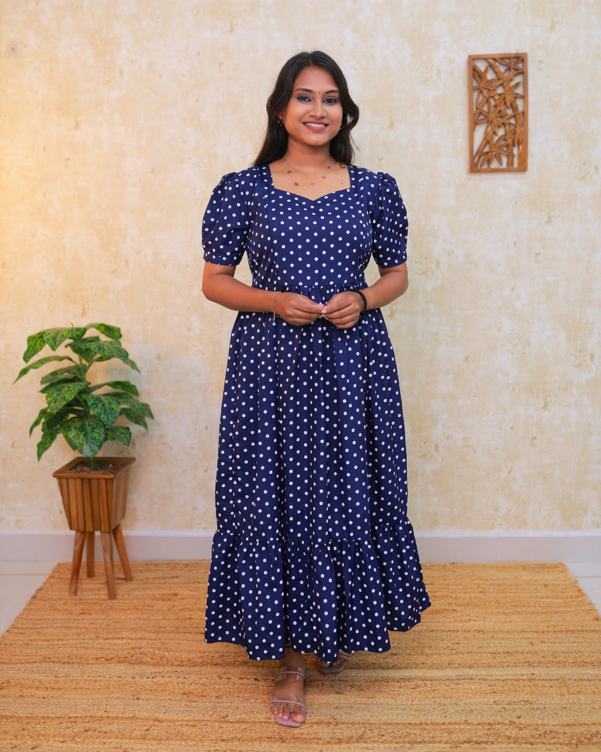 Navy Polka | Maternity Kurti with Lining - RESTOCKED