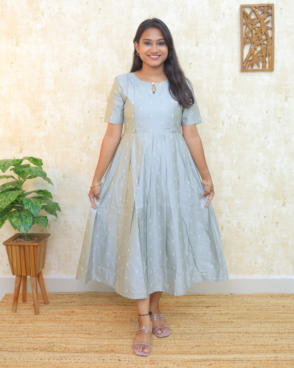 Pastel Grey | Non-Maternity Kurti [Tussar Silk]