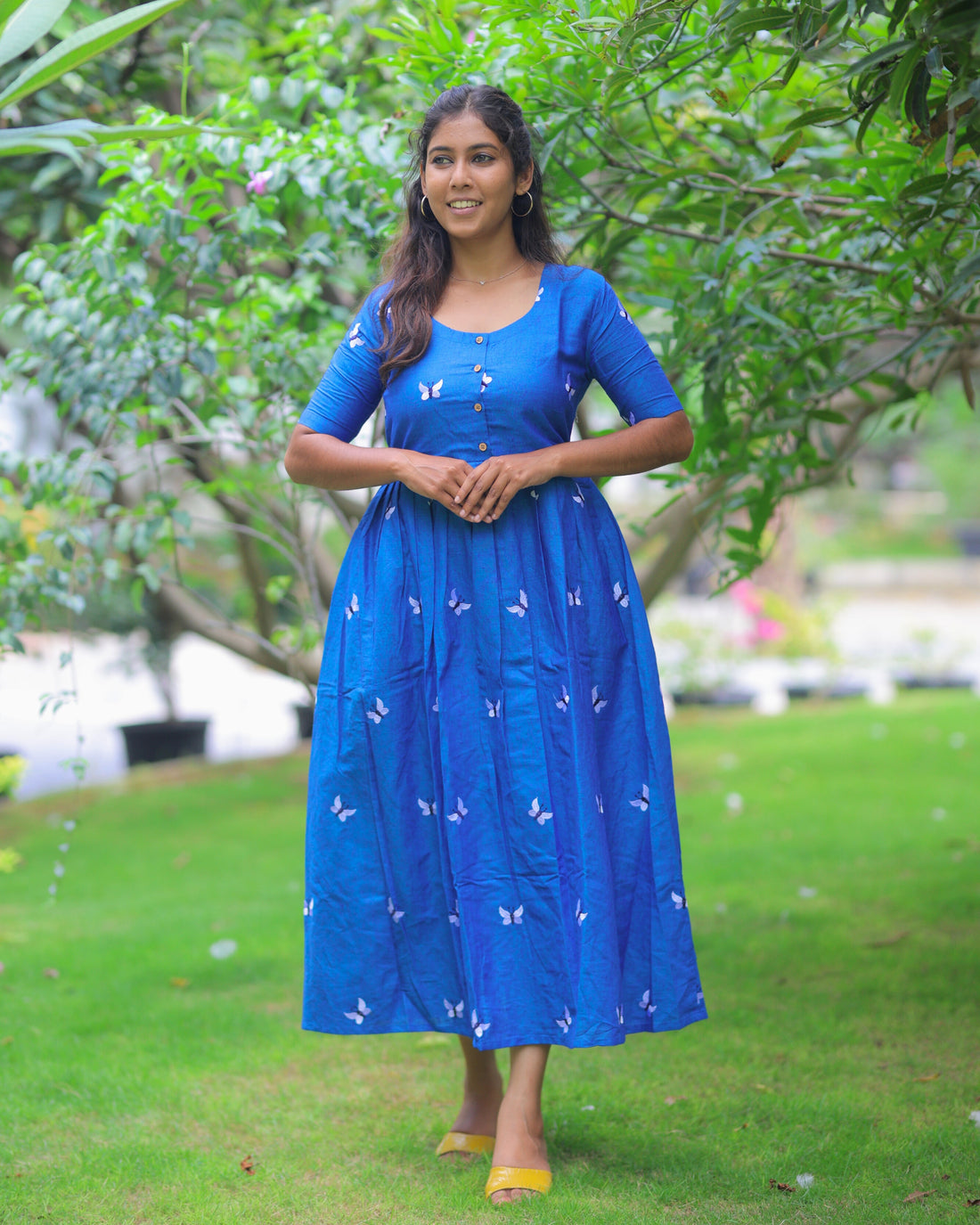 Anjali | Maternity Maxi with Lining [Center Button] - Only 3XL Size