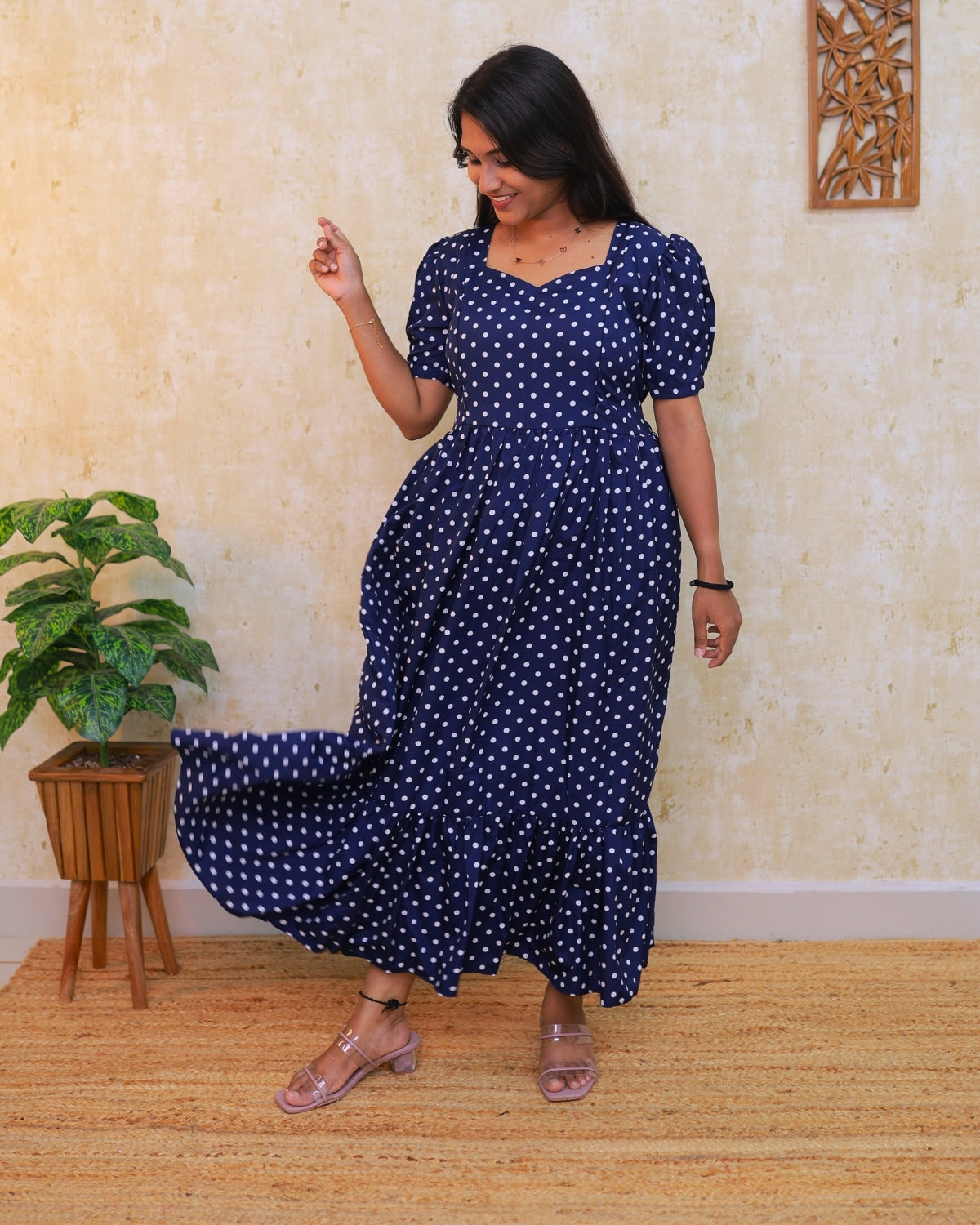 Navy Polka | Maternity Kurti with Lining - RESTOCKED