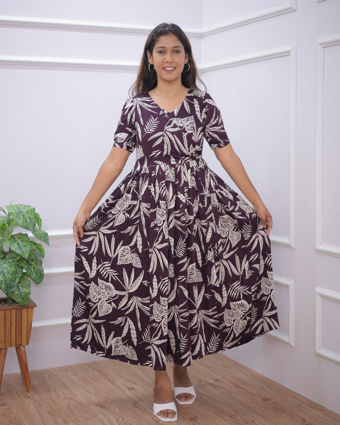 Wine Wrap | Maternity Maxi [Double Side Zips_SIDE KNOT]