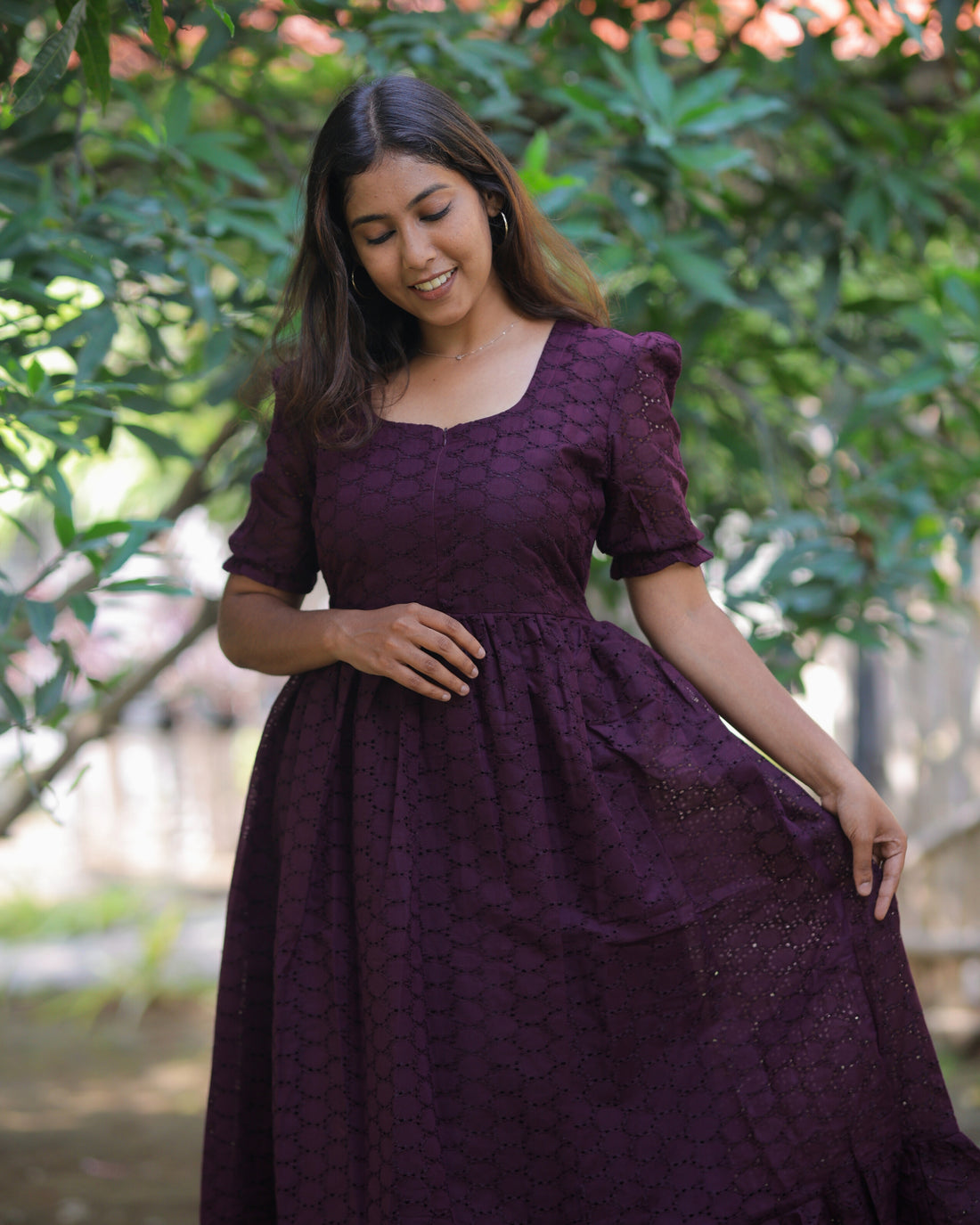 Wine Hakoba  | Maternity Maxi with Lining [Center Zip]