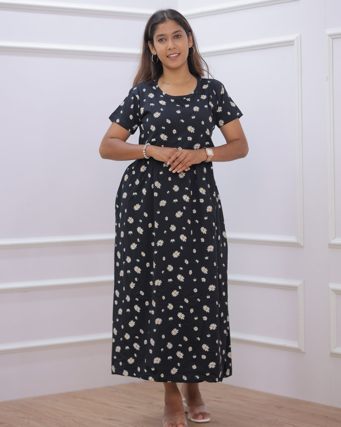 Sanjoli | Zipless Maternity Dress - Normal Sleeves | Full Length