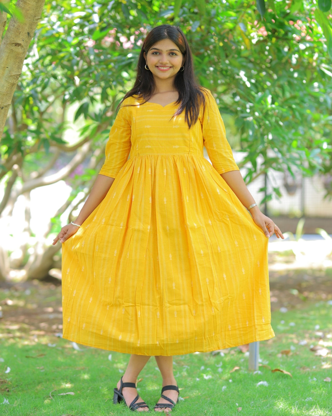 Manjal_arrow | Maternity Maxi with Lining