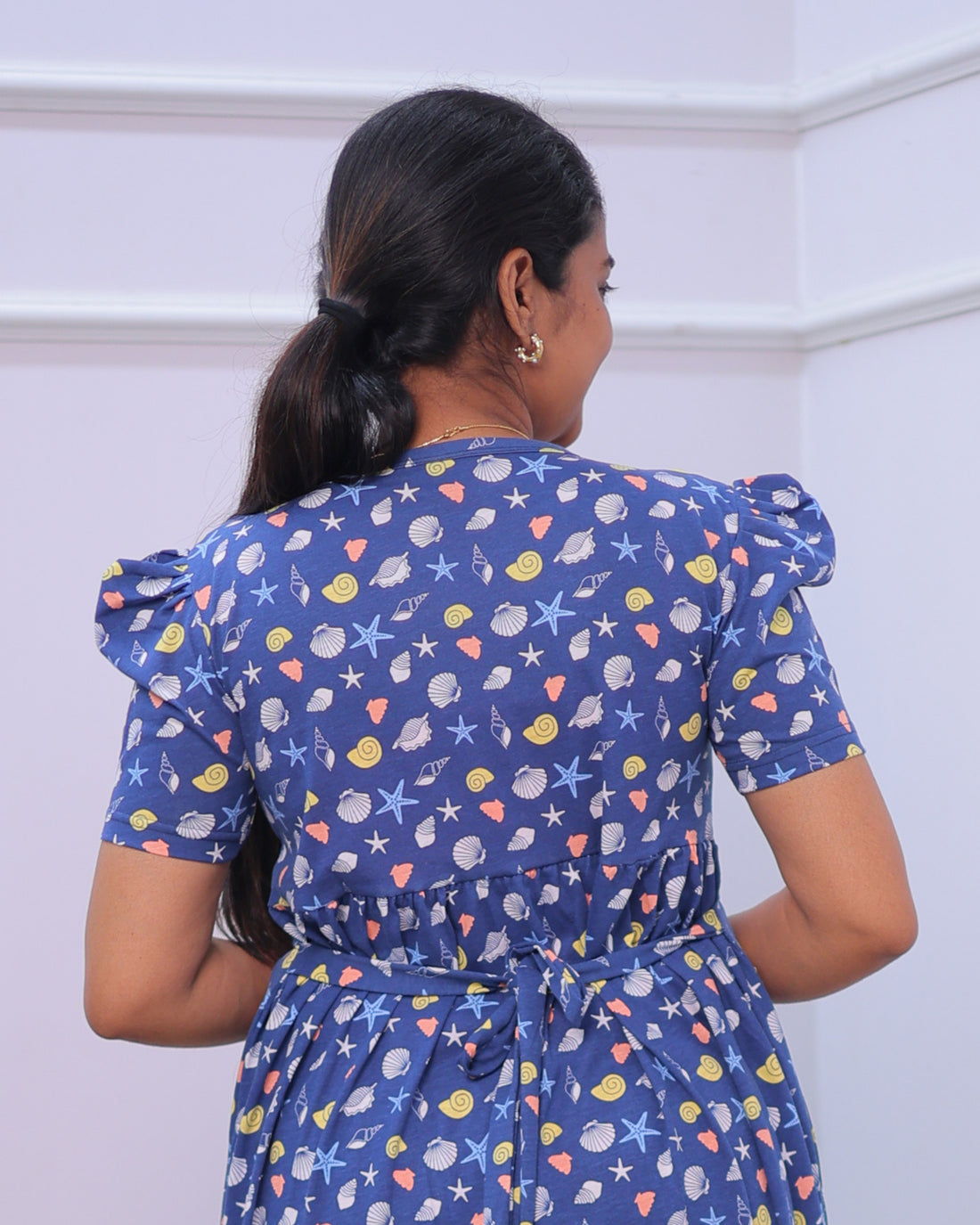Universe | Zipless Maternity Dress - Puff Sleeves | Full Length