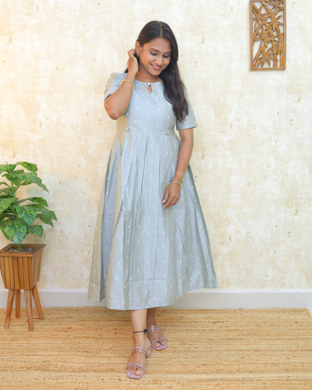 Pastel Grey | Non-Maternity Kurti [Tussar Silk]