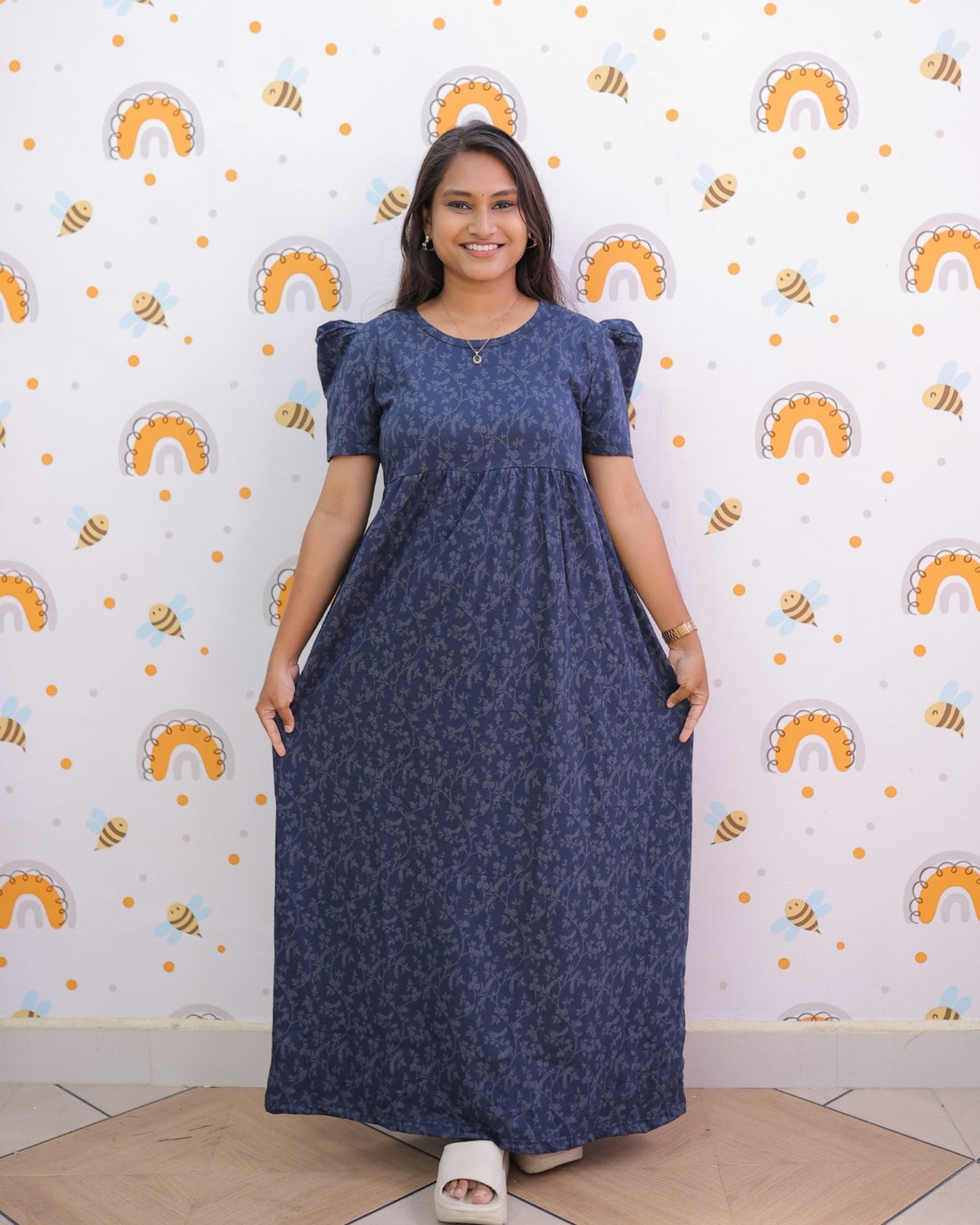 Rima | Casual Non-Maternity Loungewear - Puff Sleeve | Full Length