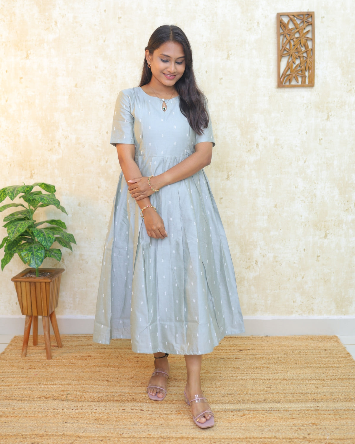 Pastel Grey | Non-Maternity Kurti [Tussar Silk]