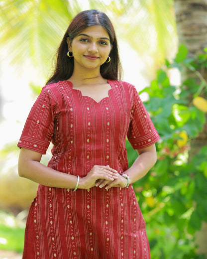 Maroon_Theera | Maternity Kurti with Lining [TOP ONLY]