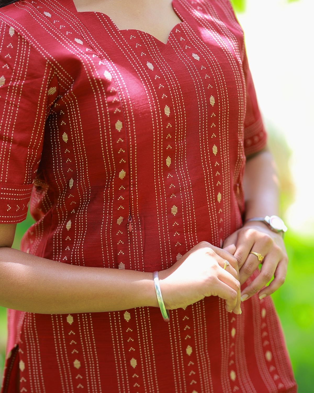 Maroon_Theera | Maternity Kurti with Lining [TOP ONLY]