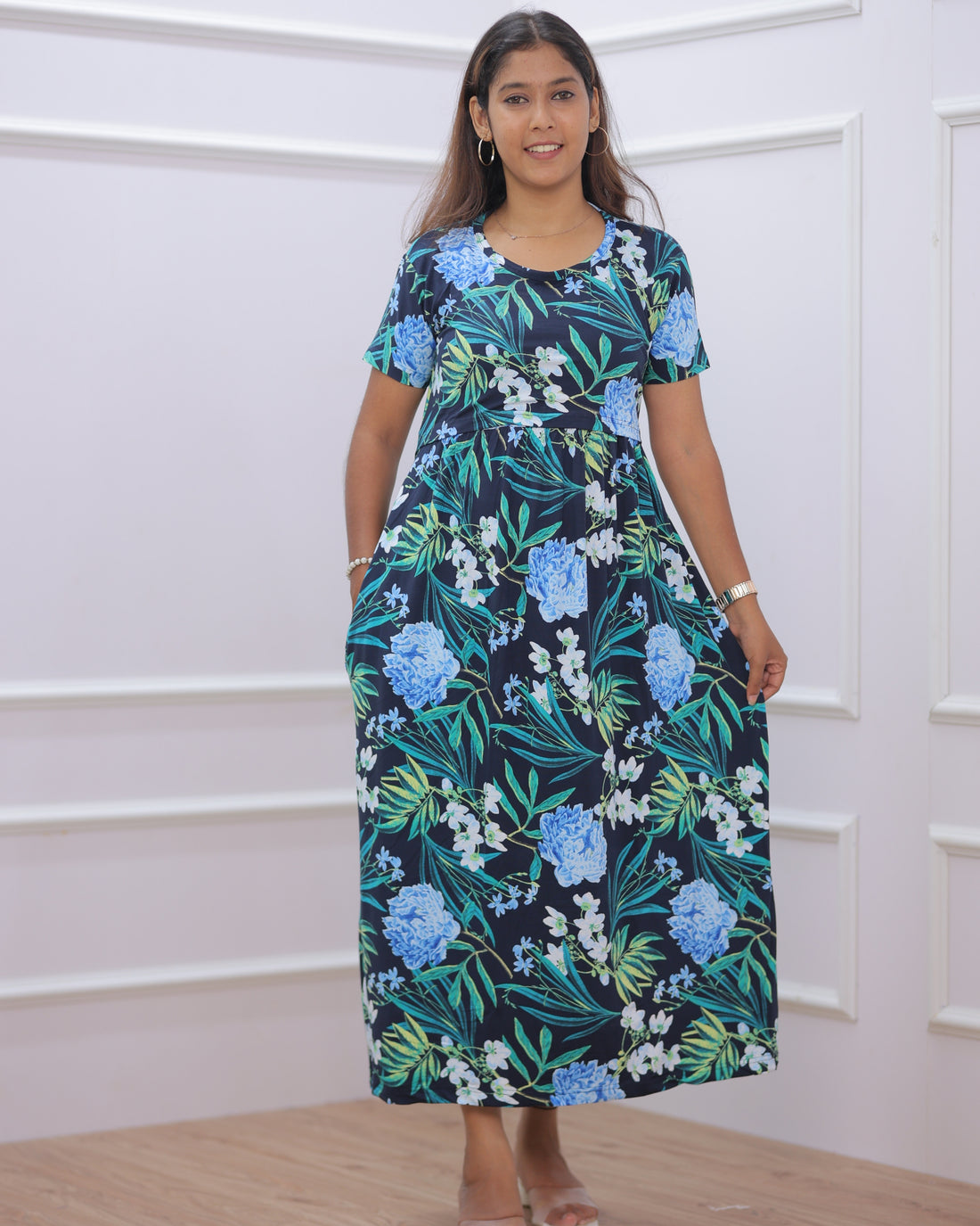 Yathra | Zipless Maternity Dress - Normal Sleeves | Full Length