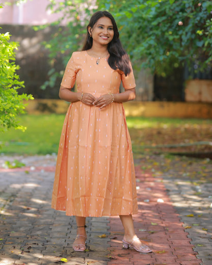 Pastel Orange | Non-Maternity Kurti [Tussar Silk]