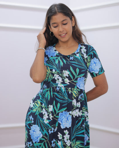 Yathra | Zipless Maternity Dress - Normal Sleeves | Full Length