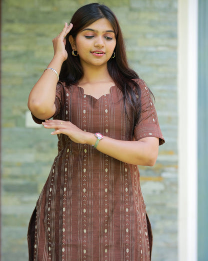 Brown_Theera | Maternity Kurti with Lining [TOP ONLY]