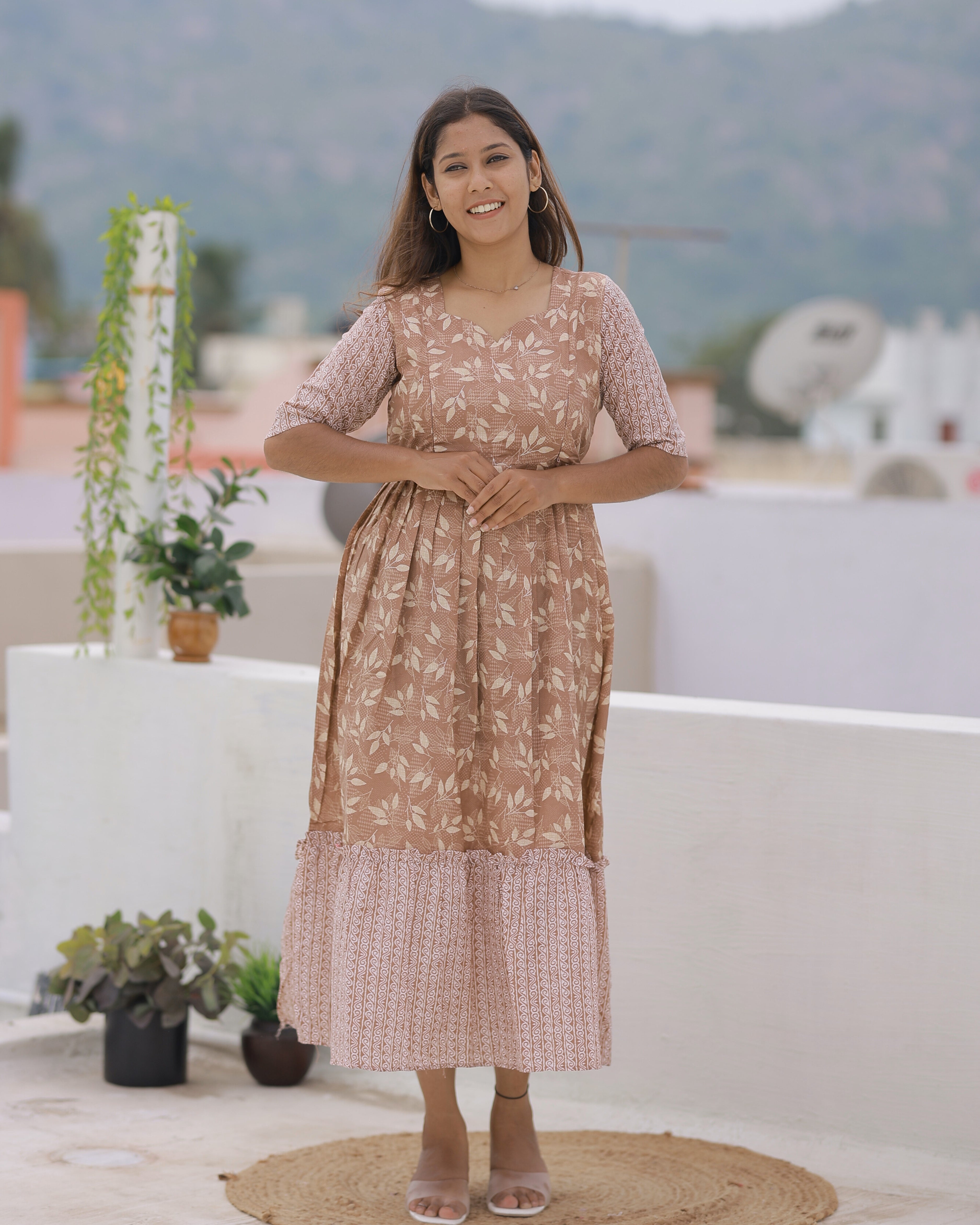 Neha Maternity Maxi with Top Lining [Double Side Zips]