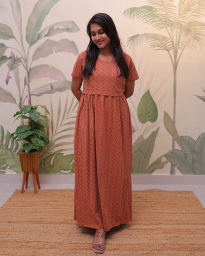 Sadhri | Zipless Maternity Dress - Normal Sleeves | Full Length Maxi