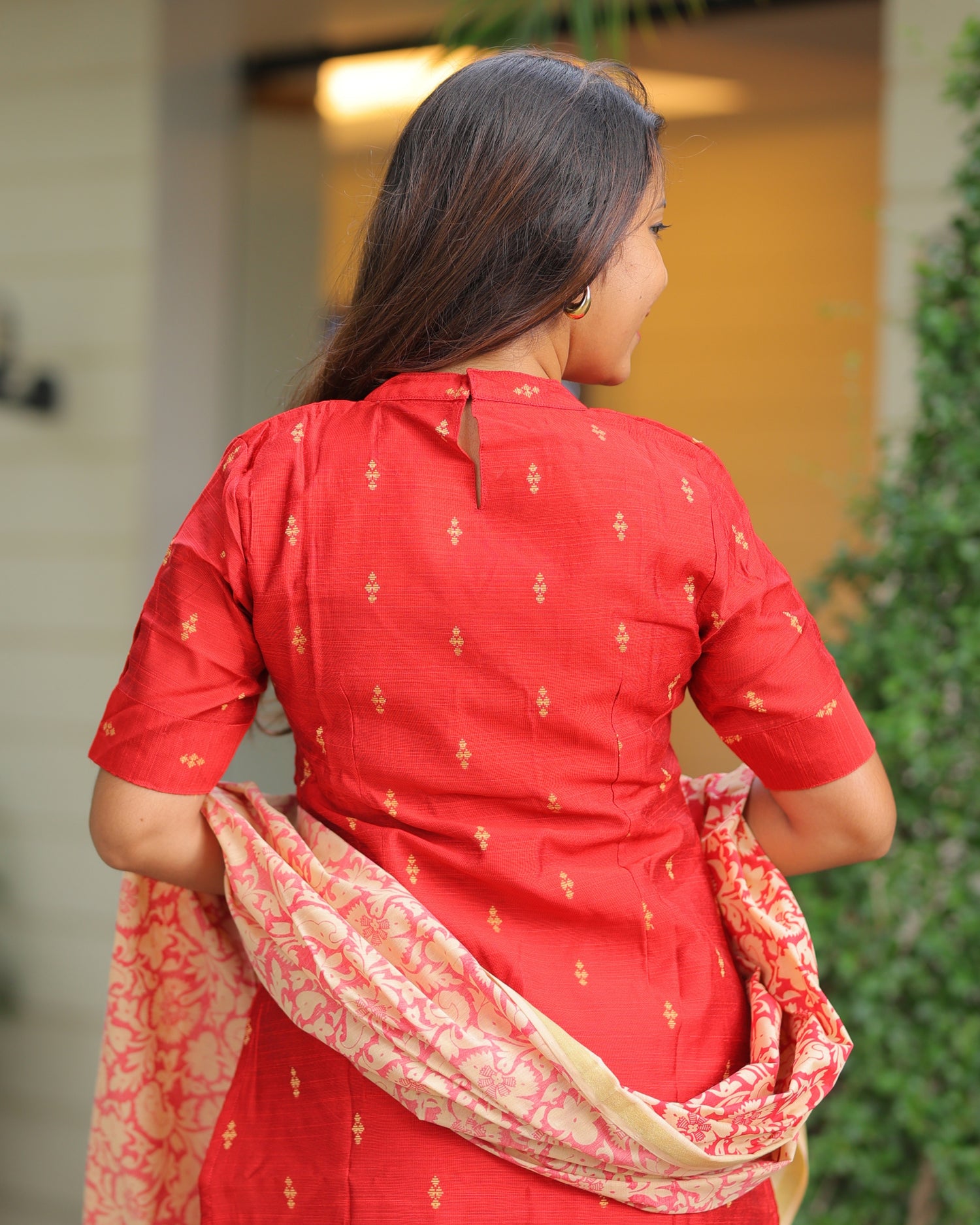 Red_Agalya | Maternity Kurti with Lining [TOP + PANT + DUPATTA]