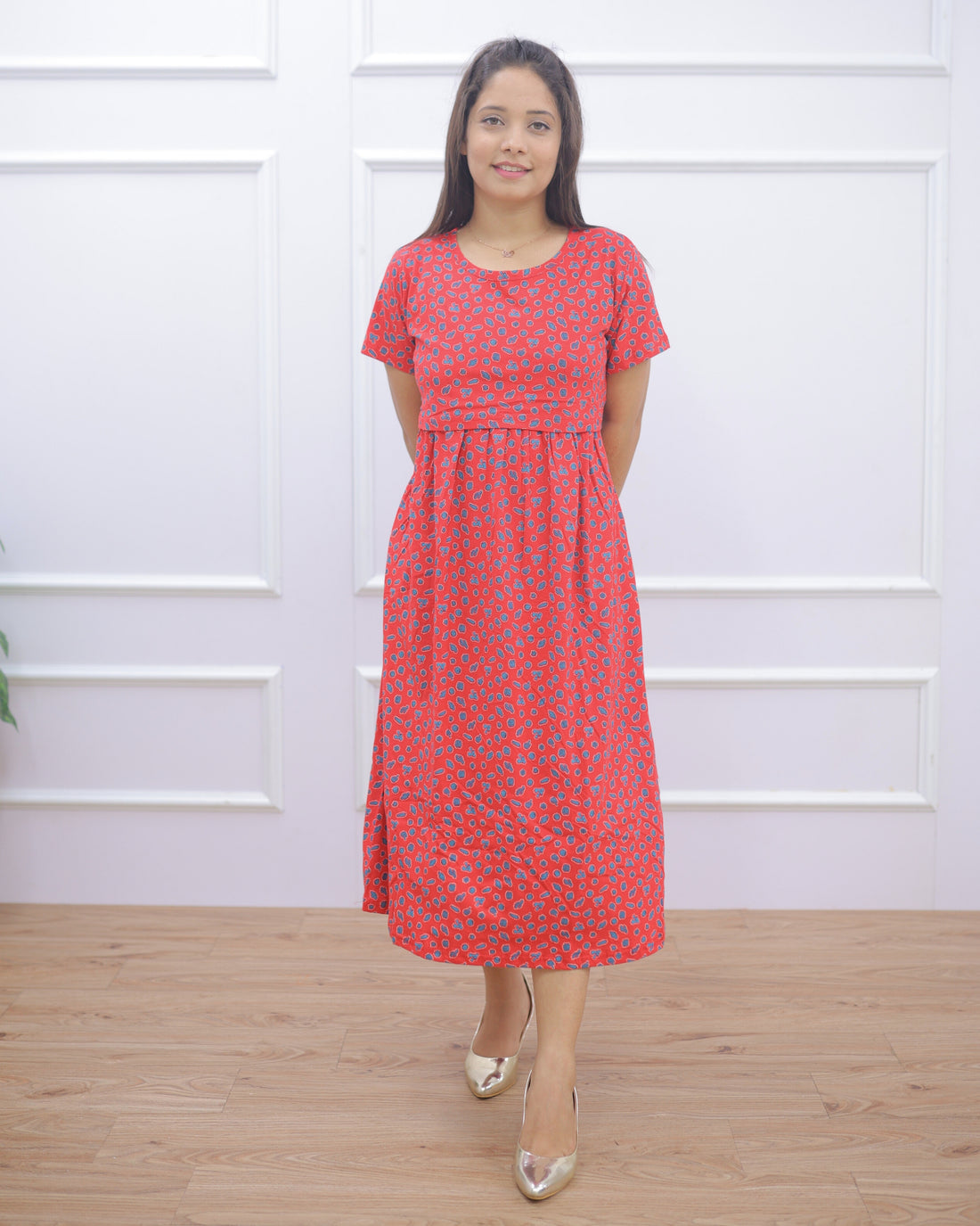 Bindu | Zipless Maternity Dress - Normal Sleeves | Calf Length