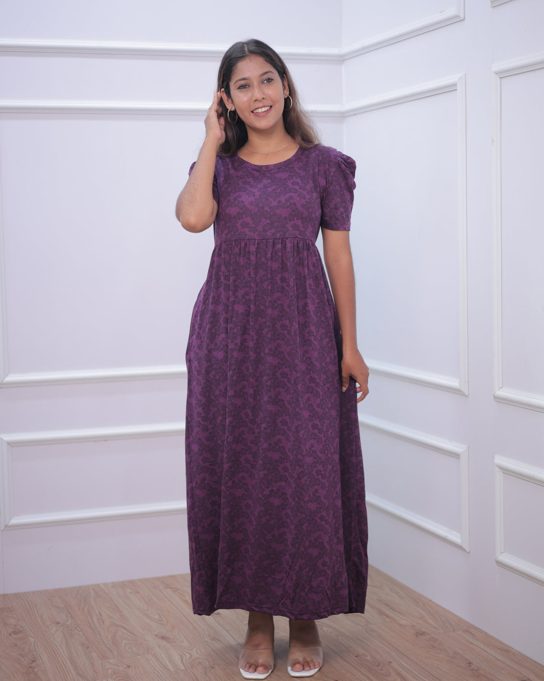Adra | Casual Non-Maternity Loungewear - Puff Sleeve | Full Length