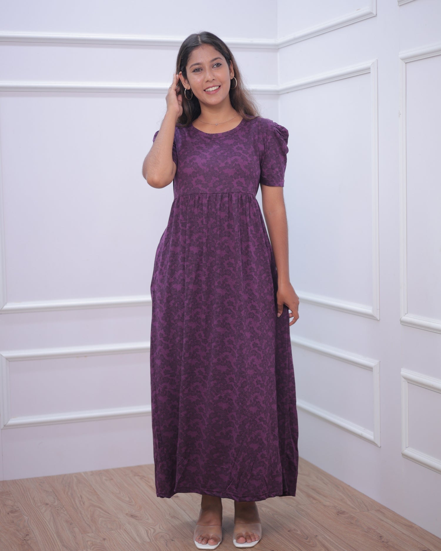 Adra | Casual Non-Maternity Loungewear - Puff Sleeve | Full Length