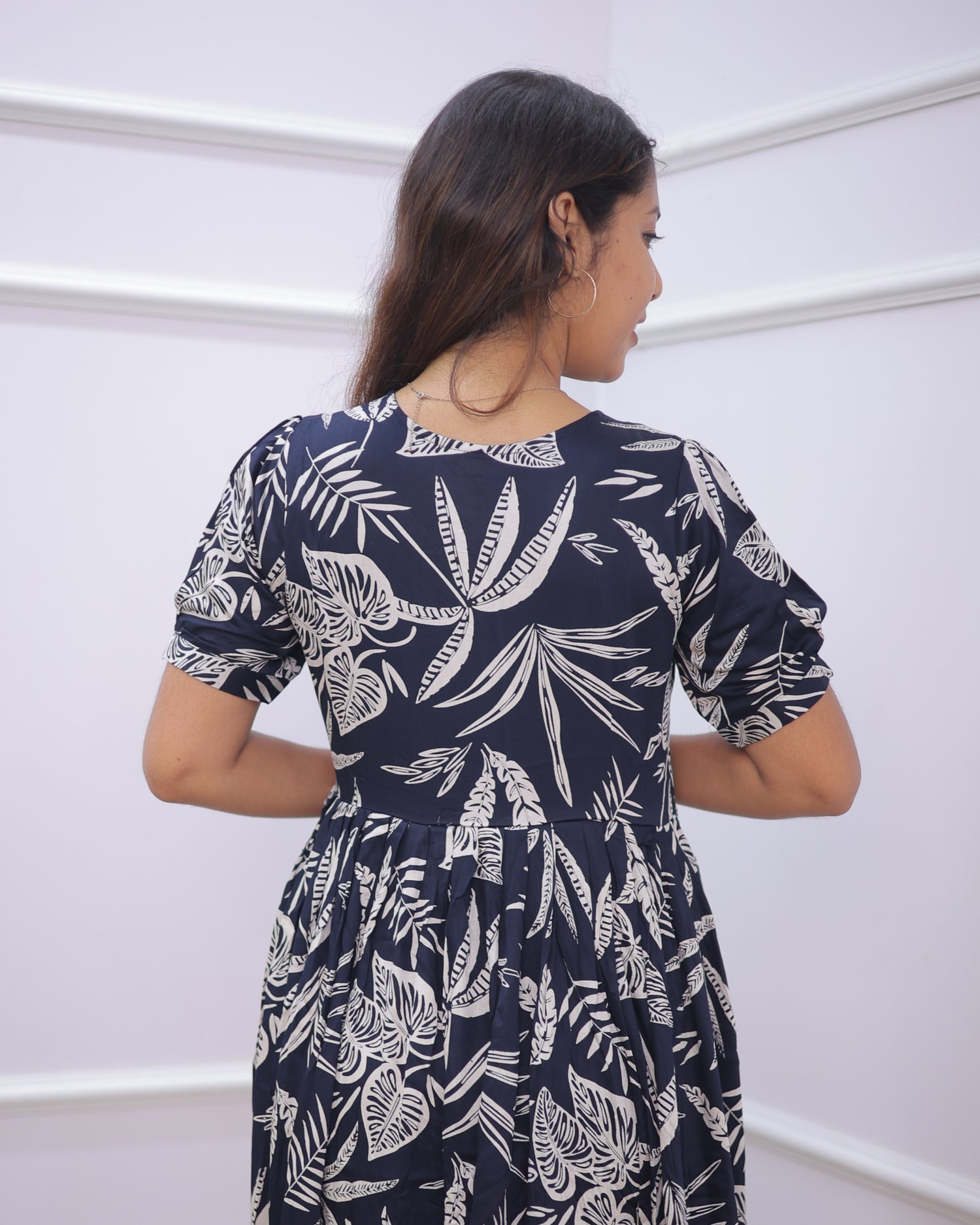Navy Wrap | Maternity Maxi [Double Side Zips_SIDE KNOT]
