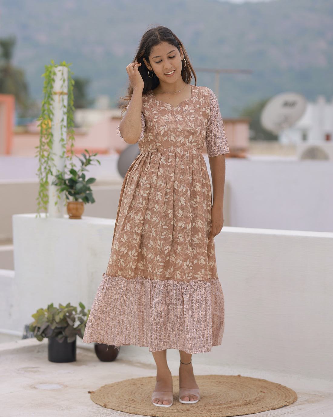 Neha Maternity Maxi with Top Lining [Double Side Zips]