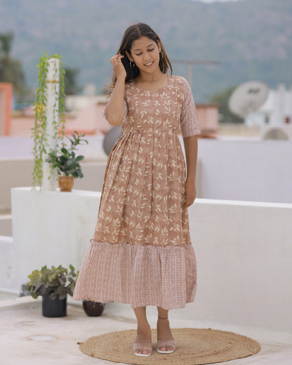 Neha Maternity Maxi with Top Lining [Double Side Zips]