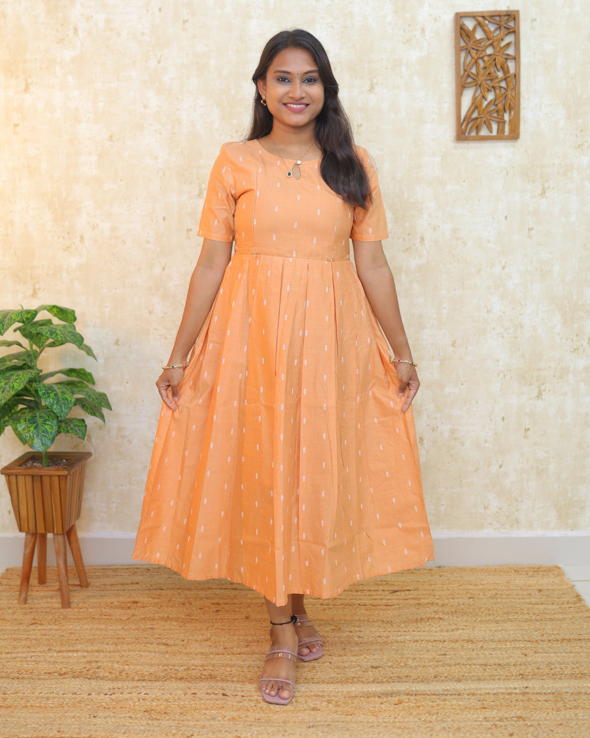 Pastel Orange | Non-Maternity Kurti [Tussar Silk]