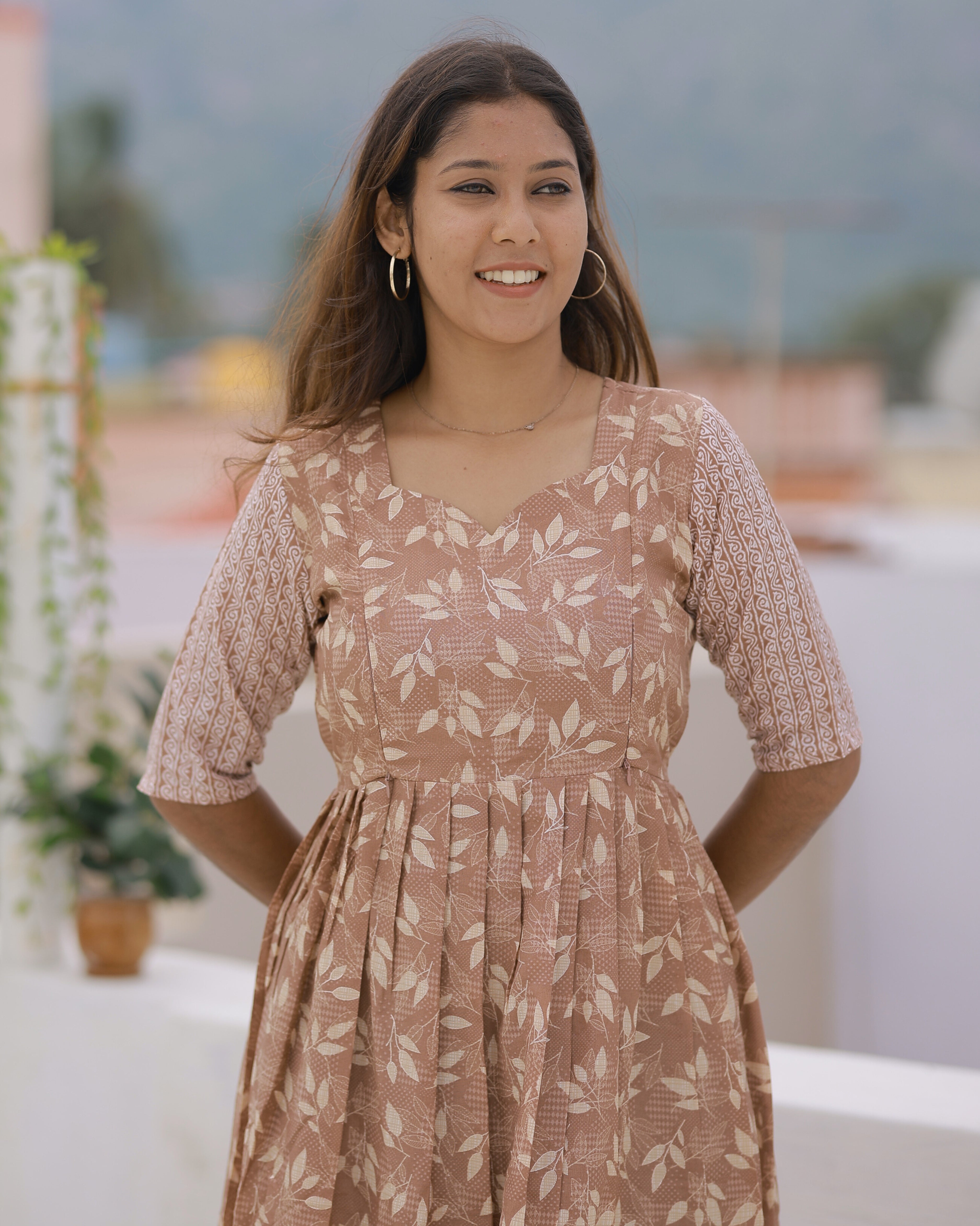 Neha Maternity Maxi with Top Lining [Double Side Zips]
