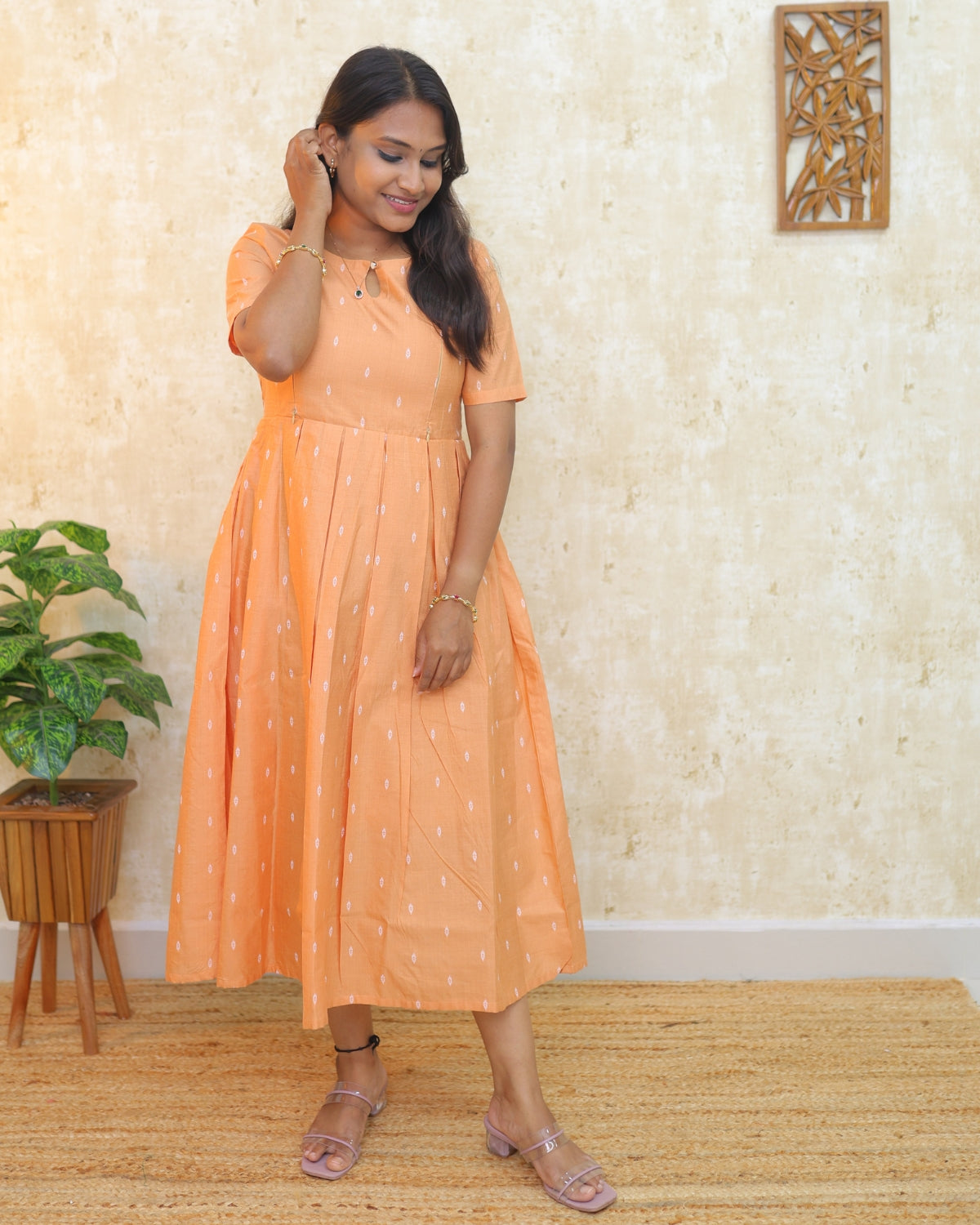 Pastel Orange | Tussar Kurti with Lining [FEEDING &amp; NON FEEDING]