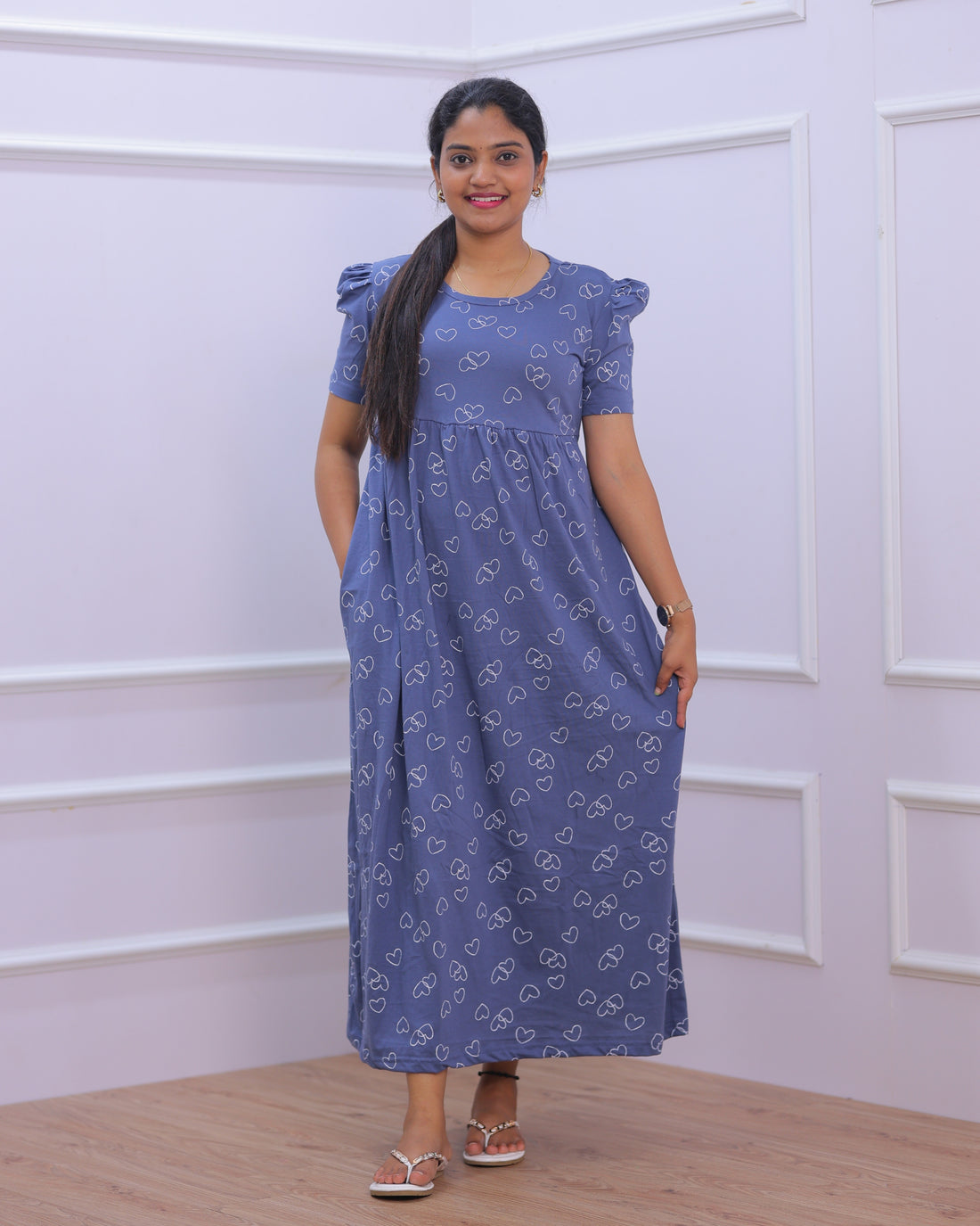 Danya | Casual Non-Maternity Loungewear - Puff Sleeve | Full Length