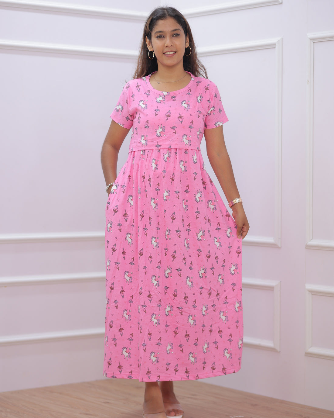 Unicorn | Zipless Maternity Dress - Normal Sleeves | Full Length