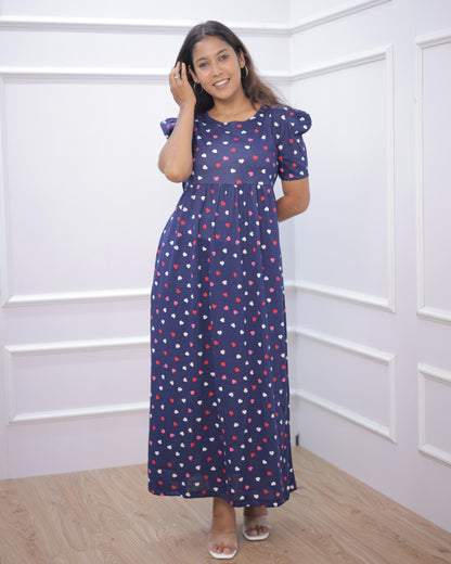 Mirza | Casual Non-Maternity Loungewear - Puff Sleeve | Full Length