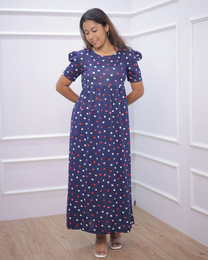 Mirza | Casual Non-Maternity Loungewear - Puff Sleeve | Full Length