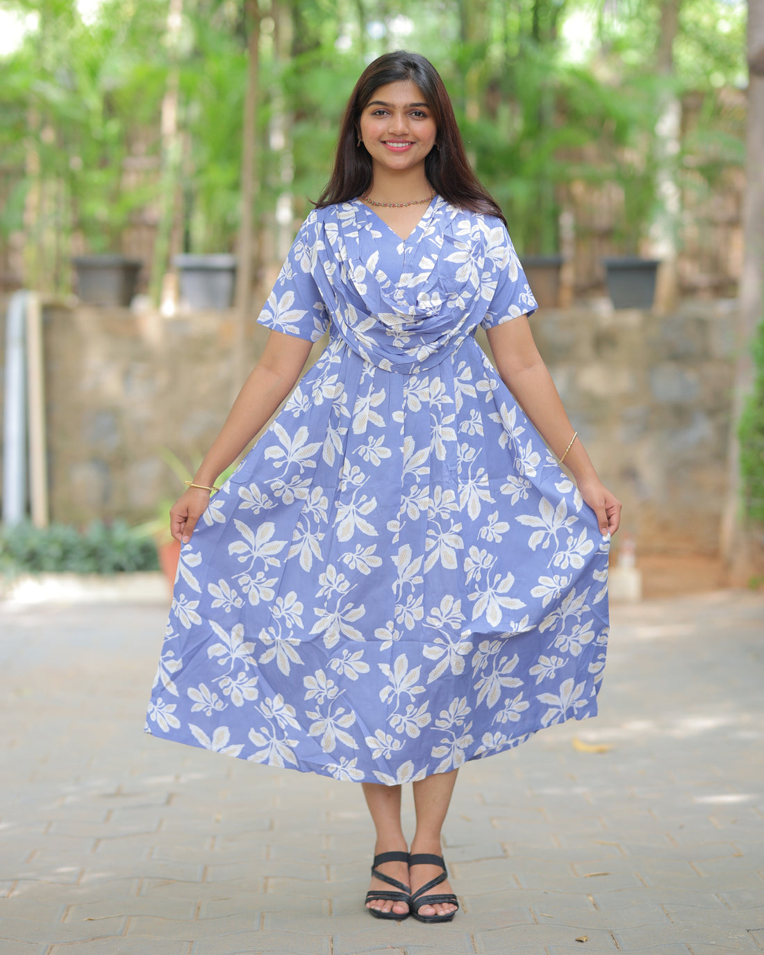 Aarna | Dupatta-Attached Maternity Maxi [Center Zip]