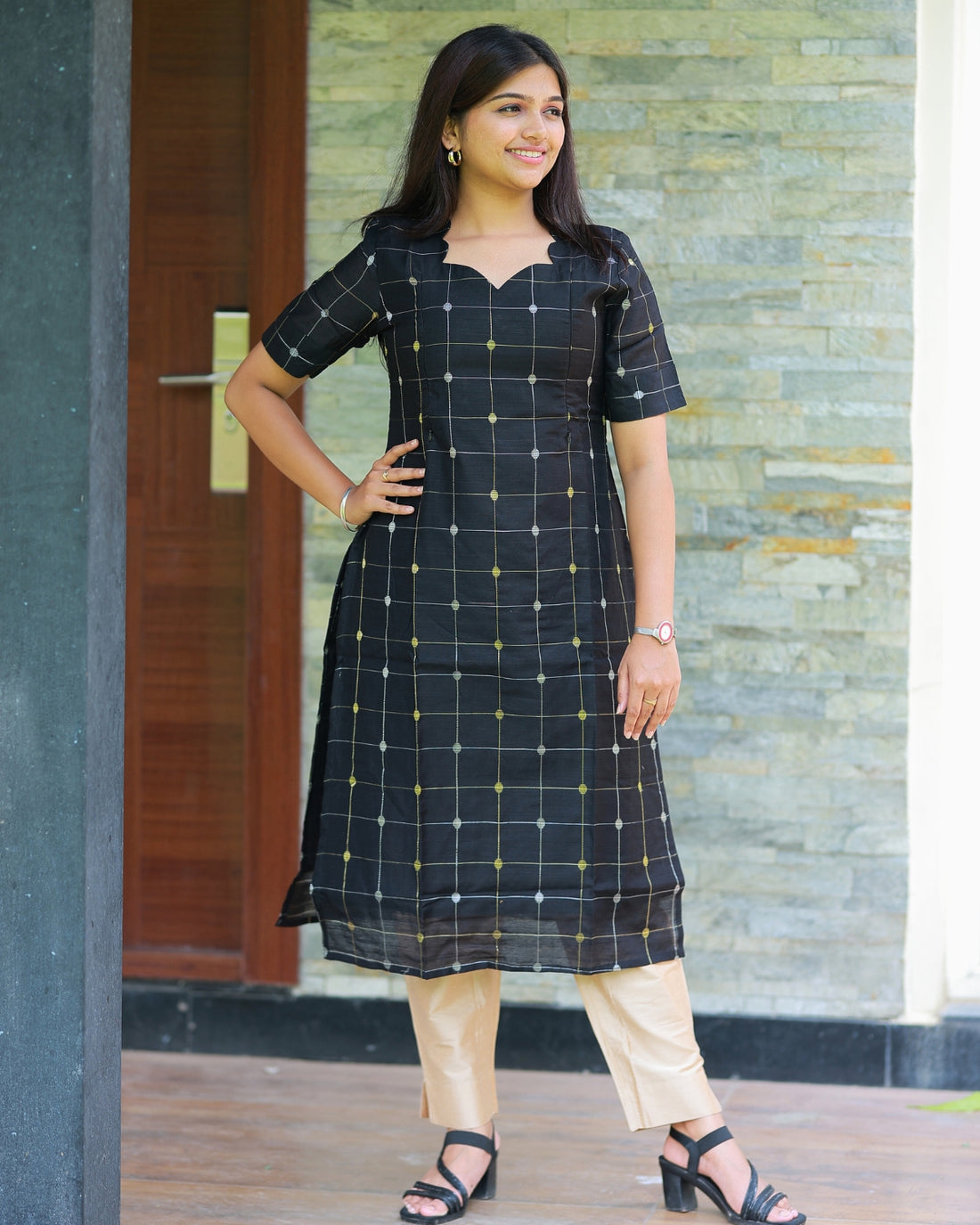 Black_Bindhi | Maternity Kurti with Lining [TOP ONLY]