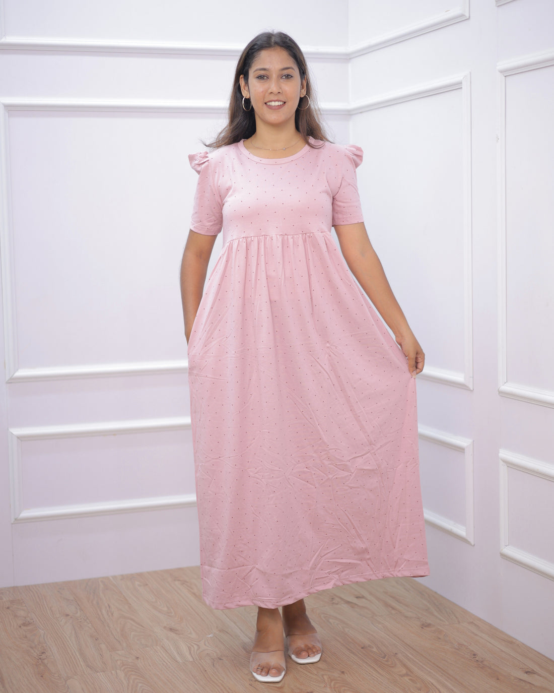Tiny Hearts | Casual Non-Maternity Loungewear - Puff Sleeve | Full Length