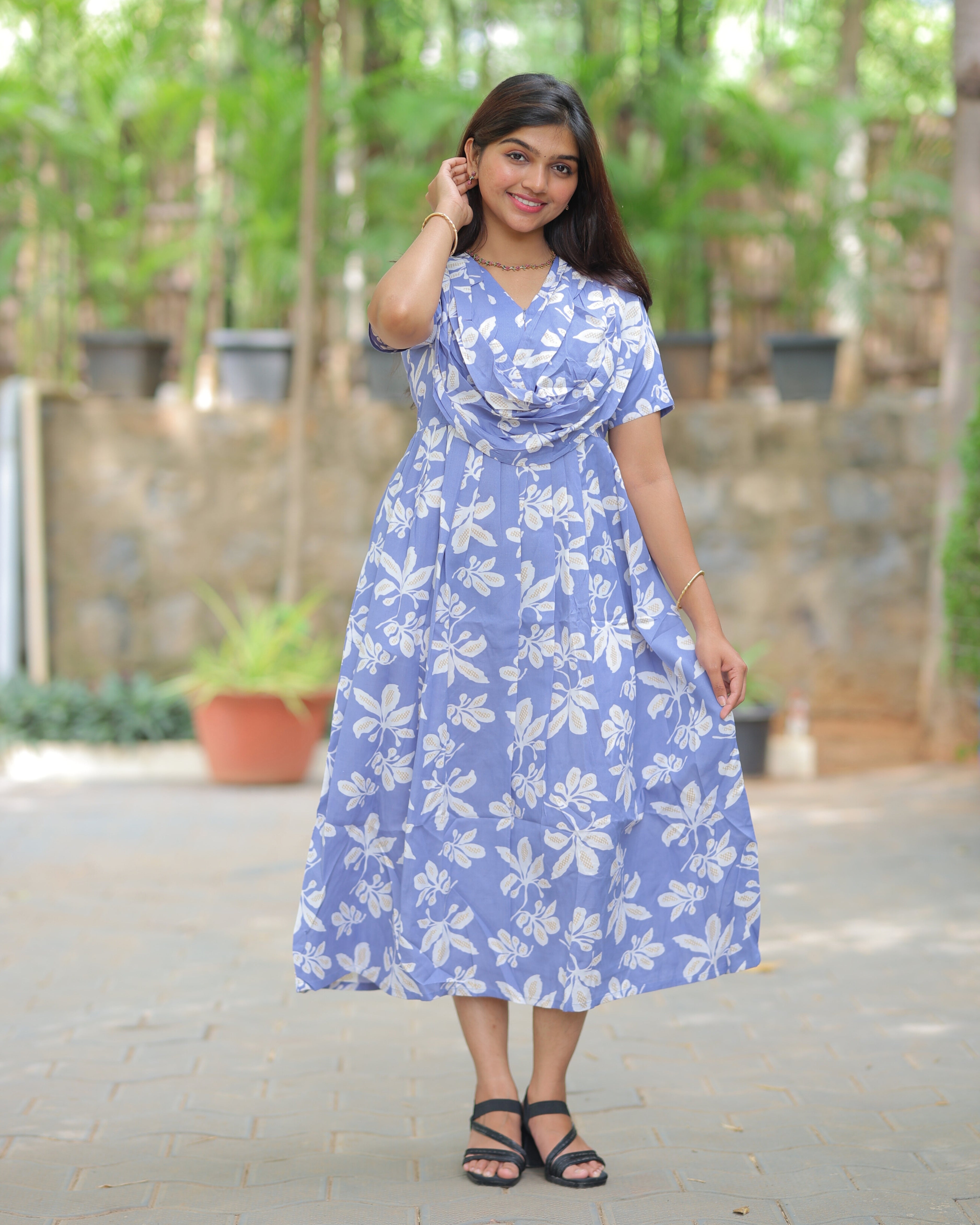 Aarna | Dupatta-Attached Maternity Maxi [Center Zip]