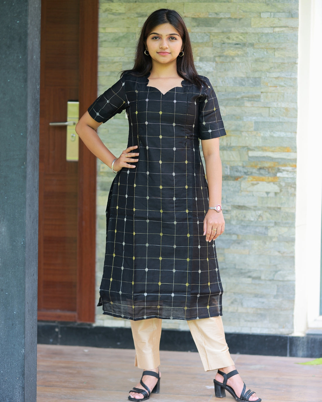 Black_Bindhi | Maternity Kurti with Lining [TOP ONLY]