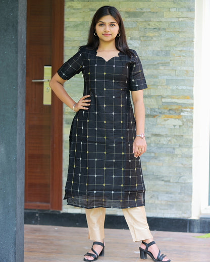 Black_Bindhi | Maternity Kurti with Lining [TOP ONLY]