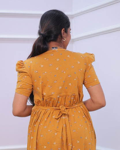 Golden Age | Zipless Maternity Dress - Puff Sleeves | Full Length
