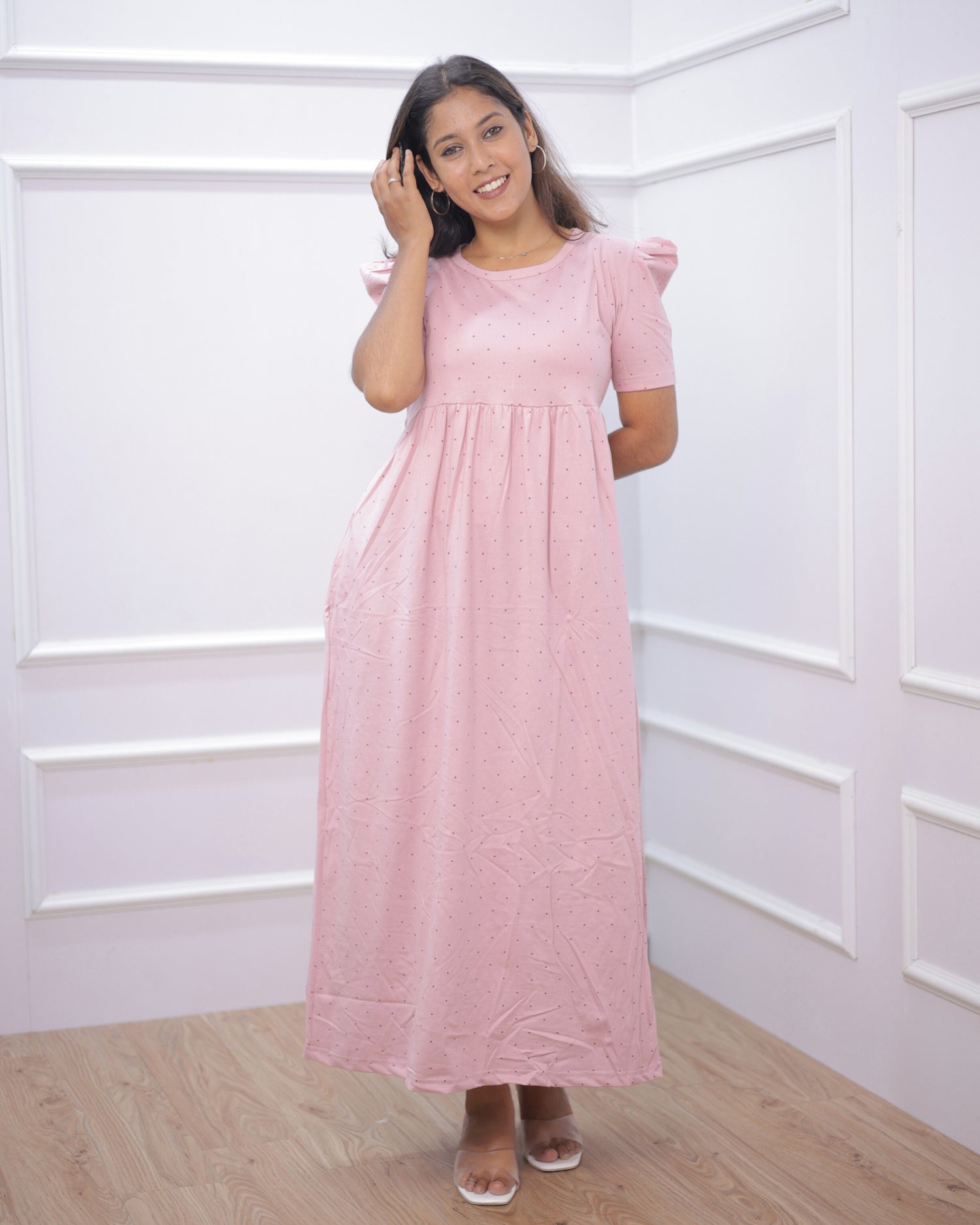 Tiny Hearts | Casual Non-Maternity Loungewear - Puff Sleeve | Full Length