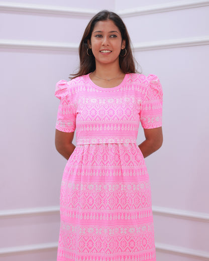 Anvee | Zipless Maternity Dress - Puff Sleeves | Full Length