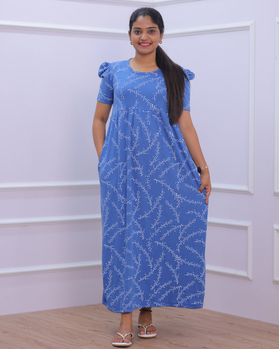 Niha | Casual Non-Maternity Loungewear - Puff Sleeve | Full Length