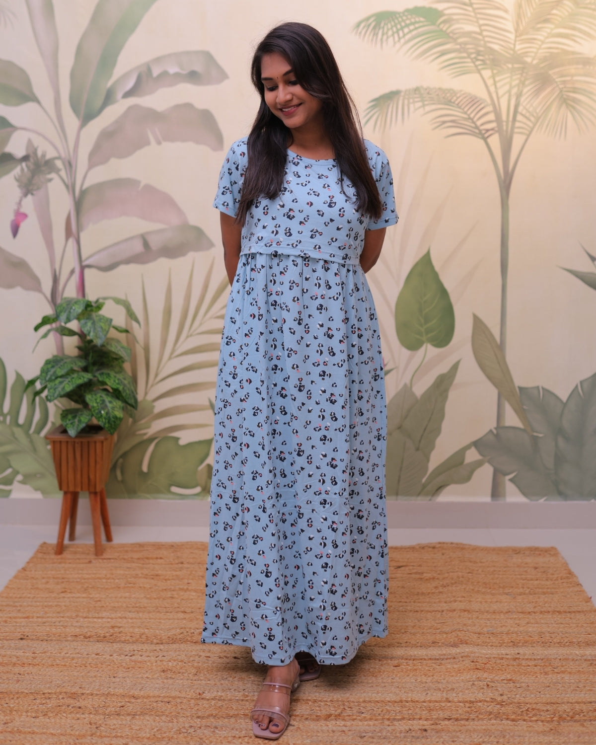 Tabu | Zipless Maternity Dress - Normal Sleeves | Full Length Maxi