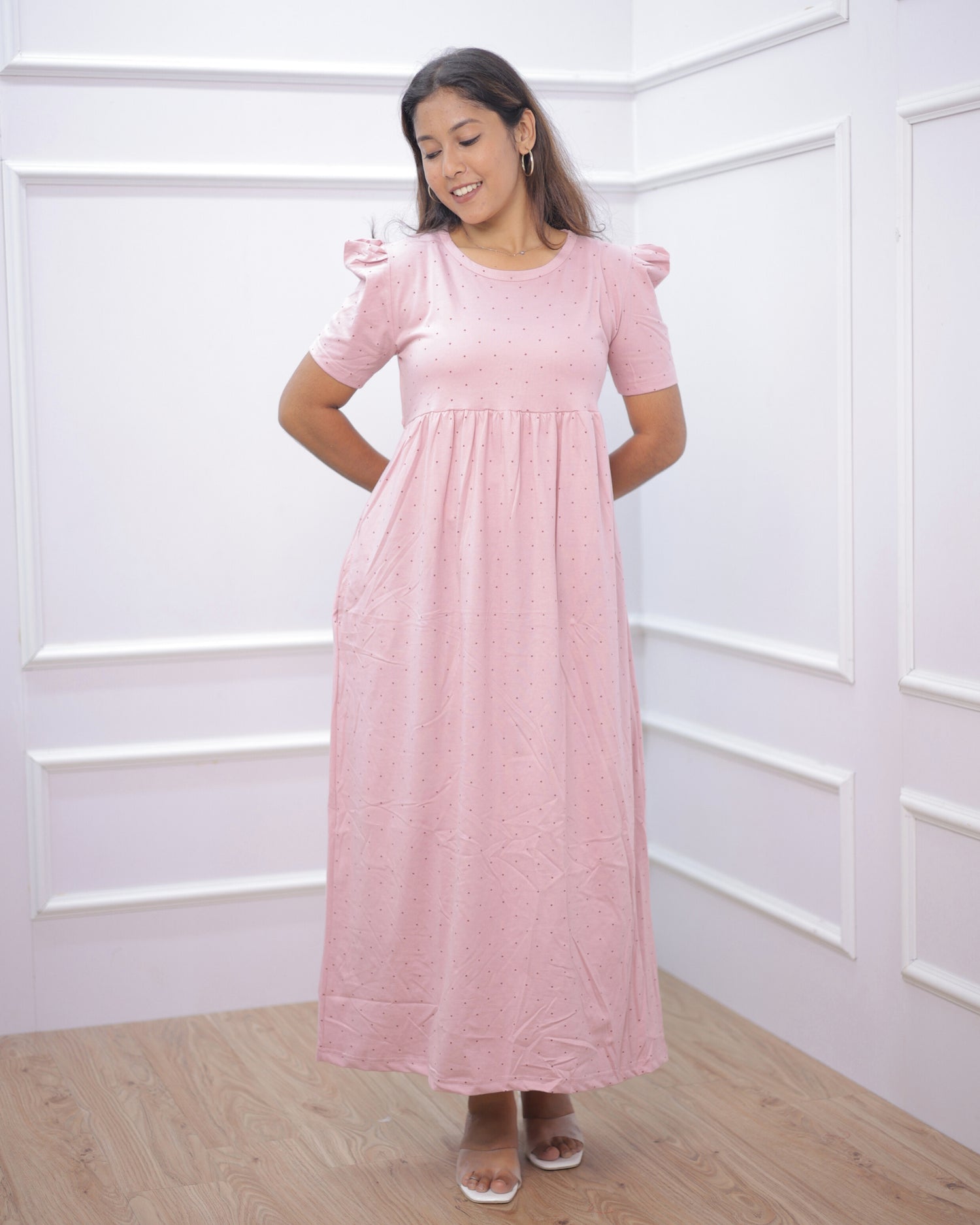 Tiny Hearts | Casual Non-Maternity Loungewear - Puff Sleeve | Full Length