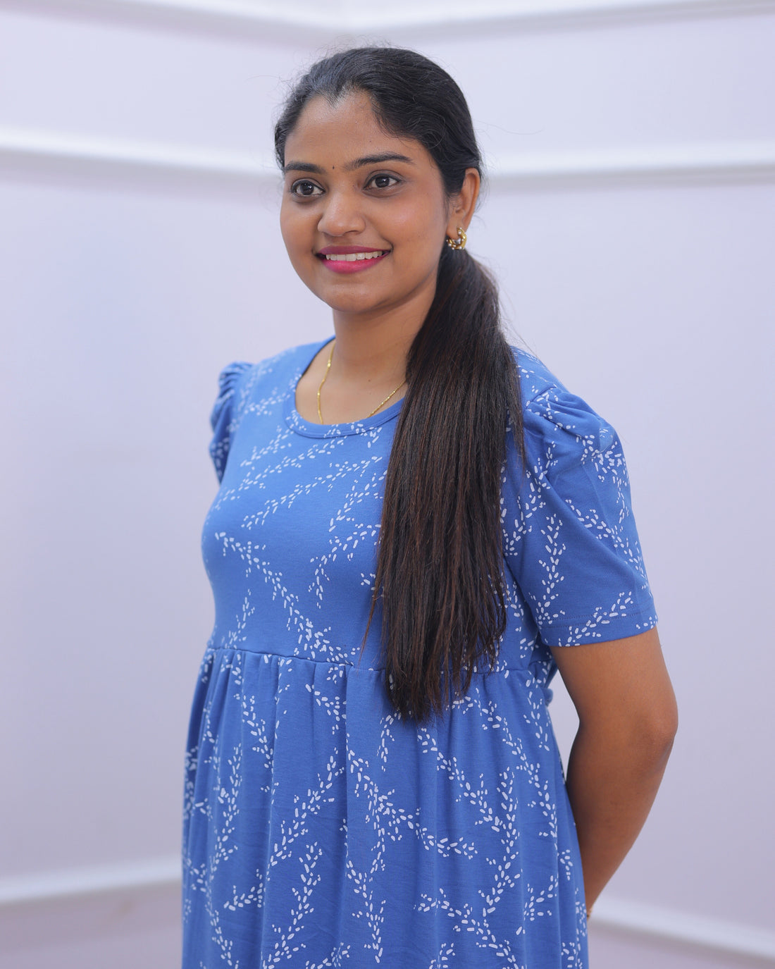 Niha | Casual Non-Maternity Loungewear - Puff Sleeve | Full Length
