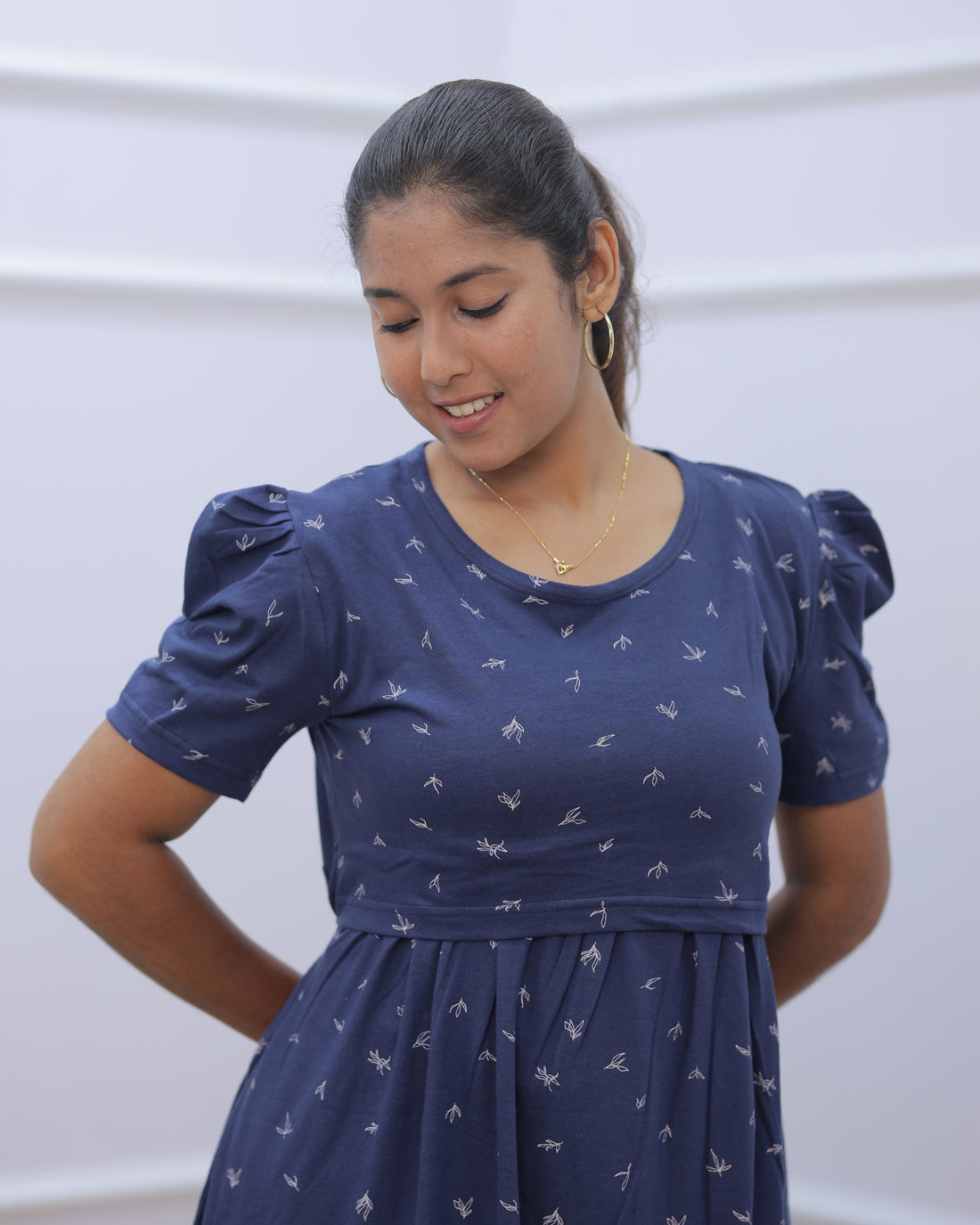Aruvi | Zipless Maternity Dress - Puff Sleeves | Full Length