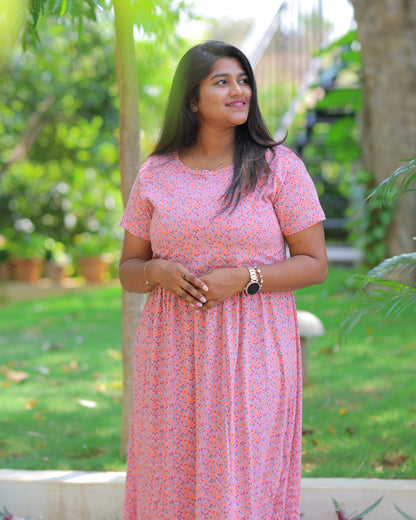 Julie | Zipless Maternity Dress - Normal Sleeves | Full Length Maxi